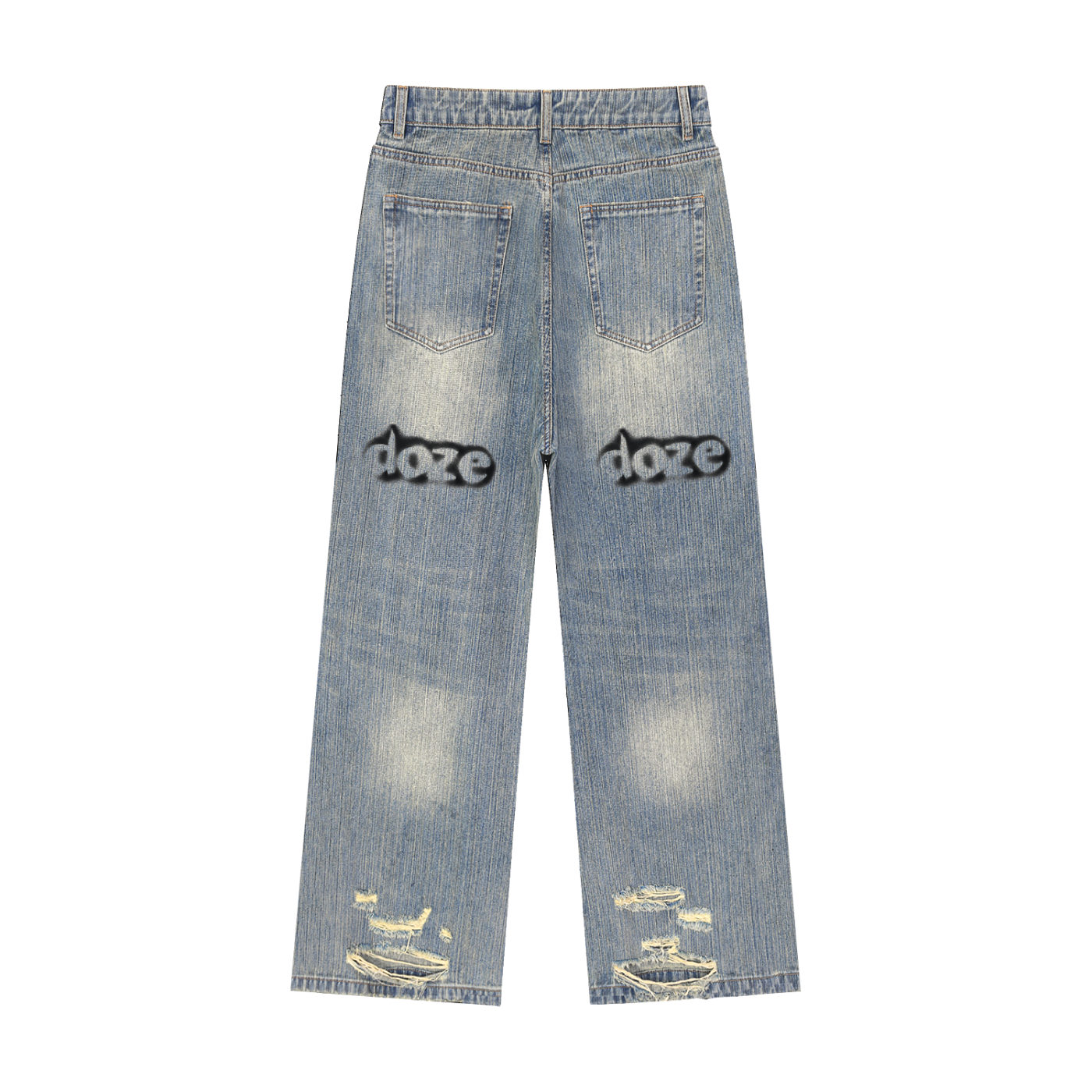 Vintage Wash Distressed Denim Jeans