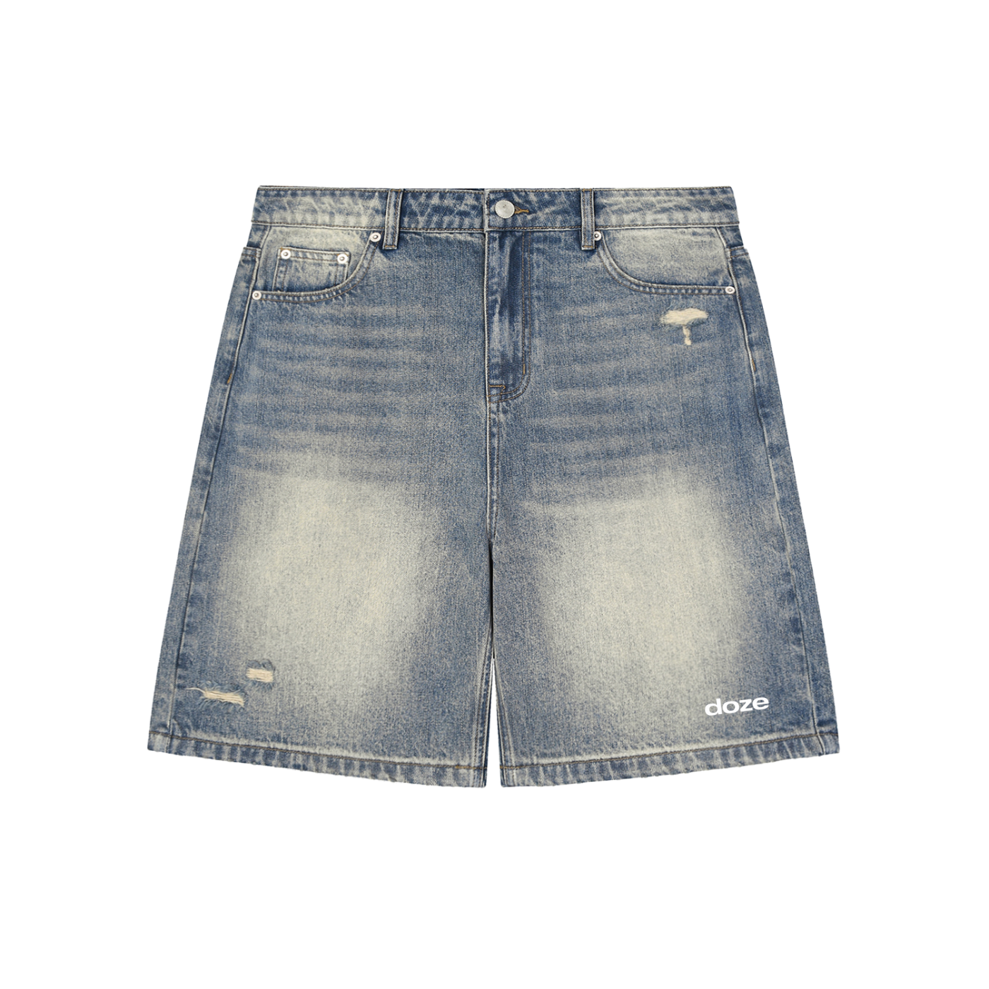 Faded Distressed Baggy Denim Shorts